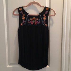 Black Embroidered Tank